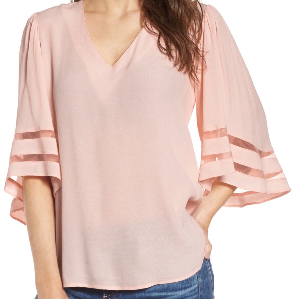 Chelsea28 Chiffon detail bell sleeve blouse